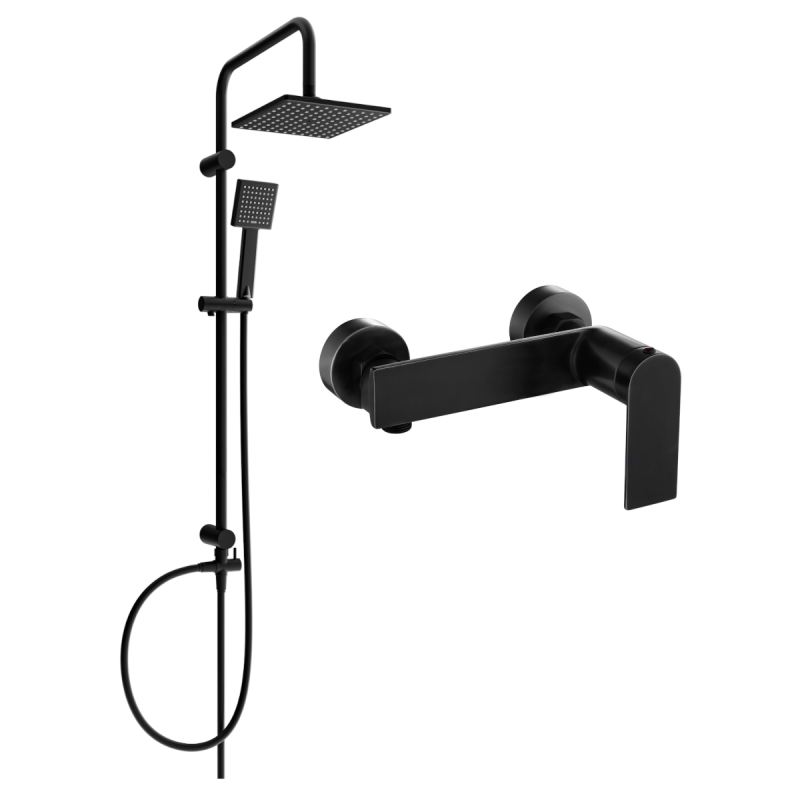 Mexen Zero Tord set de duș exterior cu duș de plafon și baterie de duș, negru - 71140200-70