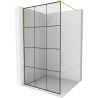 Mexen Kioto perete de duș Walk-in 100 x 200 cm, grilaj negru 8 mm, auriu periat - 800-100-101-55-77