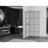 Mexen Kioto Walk-in zuhanyfal 110 x 200 cm, fekete rács 8 mm, arany kefélt - 800-110-101-55-77