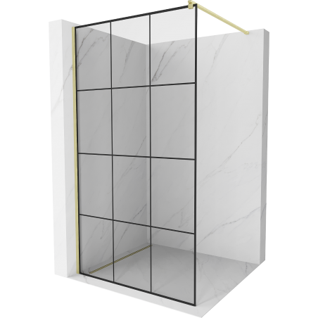 Mexen Kioto Walk-in zuhanyfal 120 x 200 cm, fekete minta 8 mm, aranycsiszolt - 800-120-101-55-77