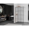 Mexen Kioto Walk-in zuhanyfal 100 x 200 cm, fekete minta 8 mm, csiszolt réz - 800-100-101-65-77