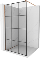 Mexen Kioto Walk-in zuhanyfal 100 x 200 cm, fekete minta 8 mm, csiszolt réz - 800-100-101-65-77