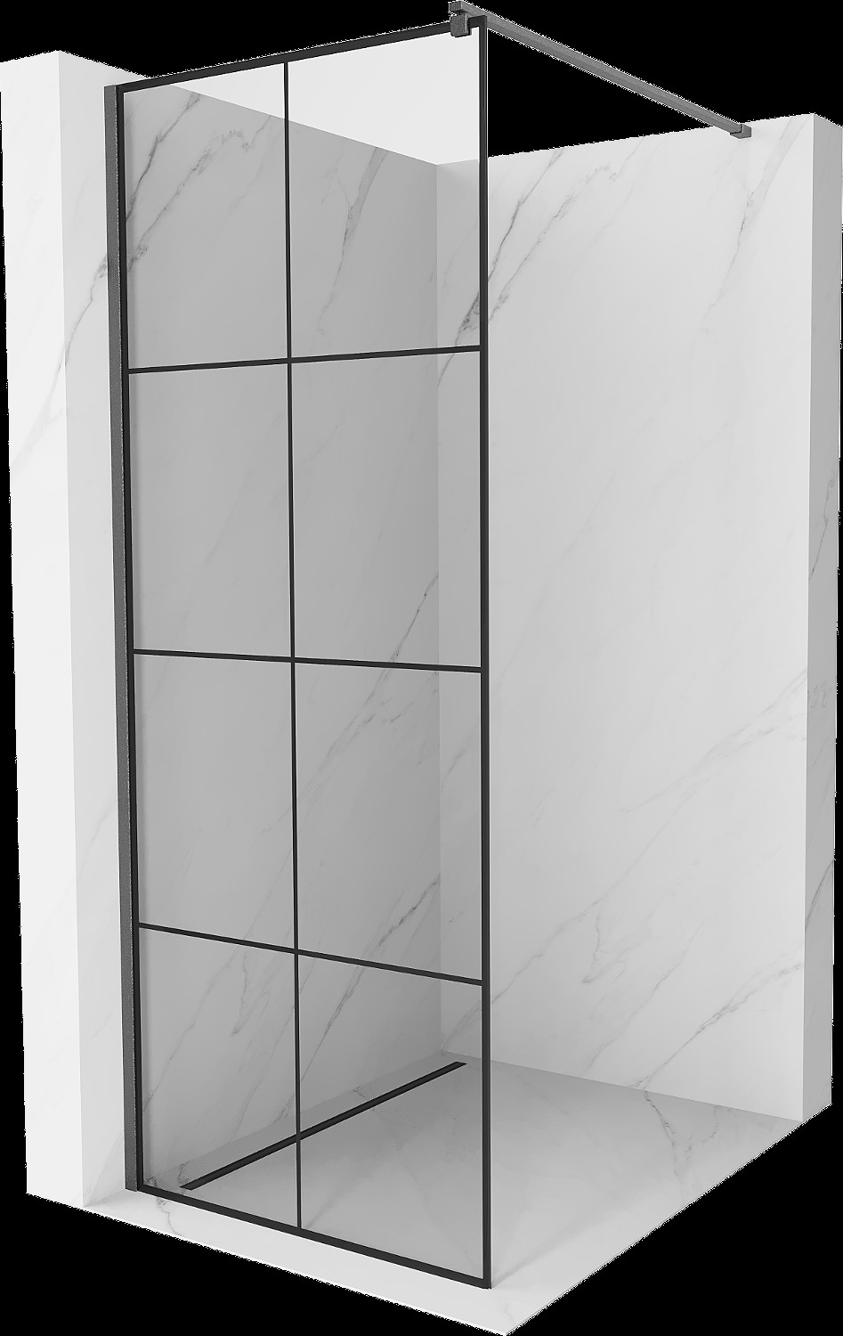 Mexen Kioto perete duş Walk-in 90 x 200 cm, model negru 8 mm, gun gray periat - 800-090-101-66-77