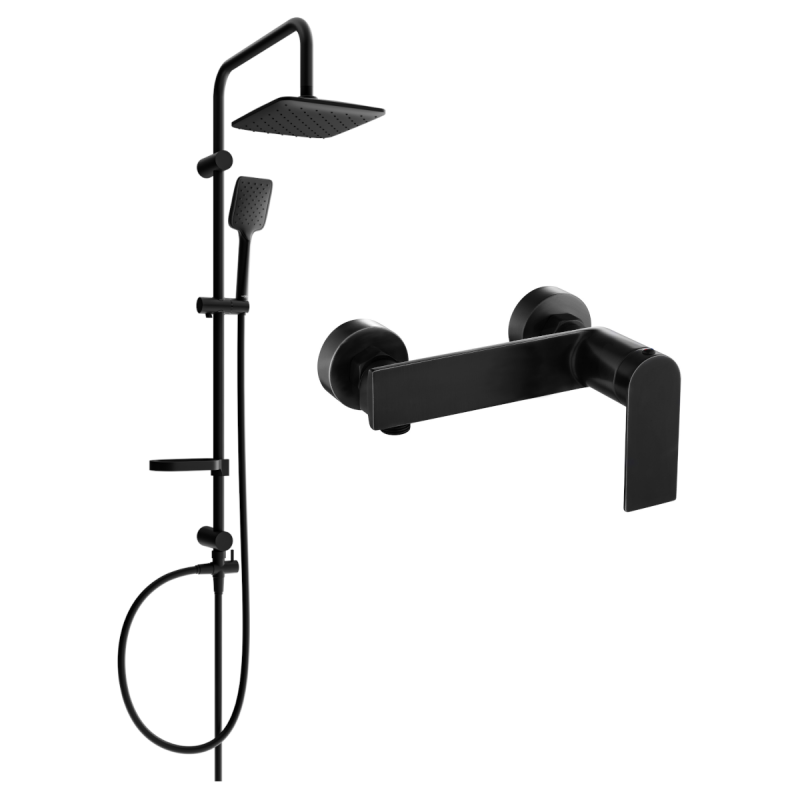 Mexen Zero Sven set de duș expus cu duș tip ploaie și baterie de duș, negru - 71140262-70