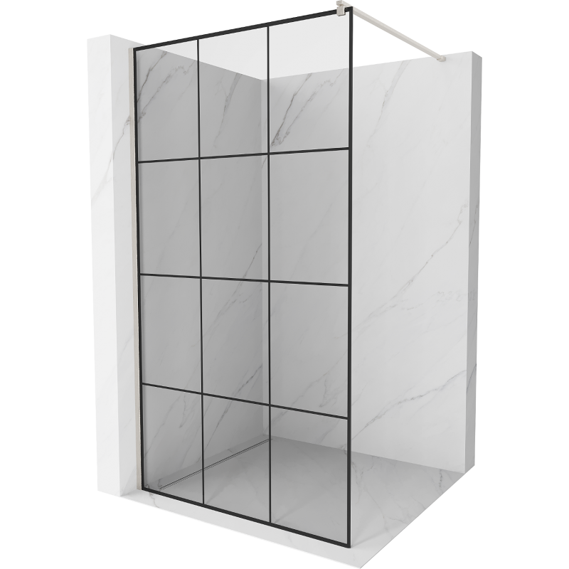 Mexen Kioto panou de duș Walk-in 100 x 200 cm, grilaj negru 8 mm, nichel periat - 800-100-101-97-77
