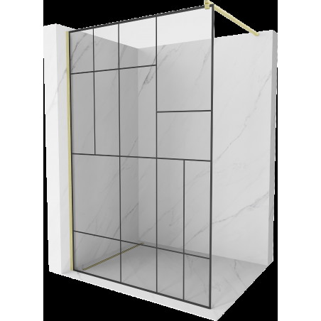 Mexen Kioto panou de duș Walk-in 70 x 200 cm, model negru 8 mm, finisaj auriu periat - 800-070-101-55-78