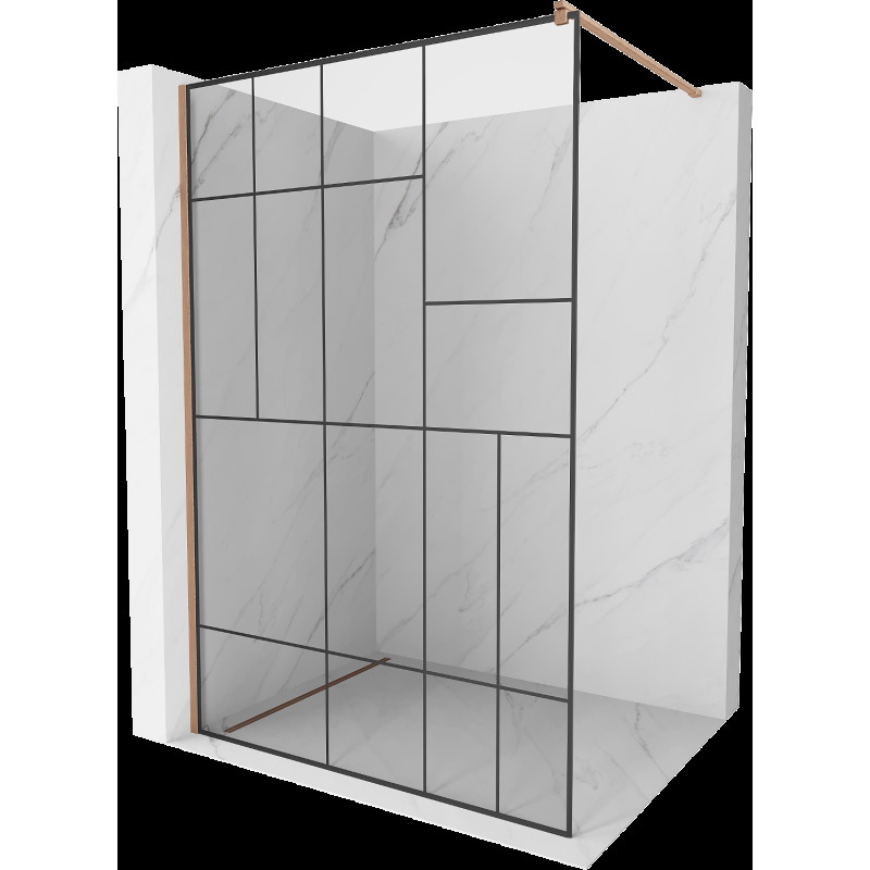 Mexen Kioto perete duș Walk-in 120 x 200 cm, model negru 8 mm, cupru periat - 800-120-101-65-78