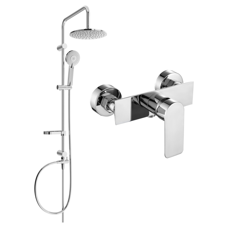Mexen Alexa Carl set de duș montat pe perete cu duș deasupra și baterie de duș, crom - 71240240-00