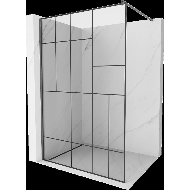 Mexen Kioto perete pentru duș Walk-in 140 x 200 cm, model negru 8 mm, gun gray periat - 800-140-101-66-78