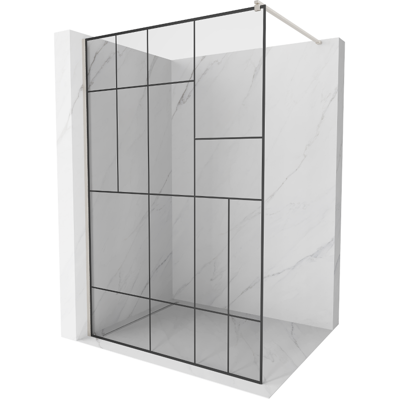Mexen Kioto Walk-in zuhanyfal 80 x 200 cm, fekete minta 8 mm, brushed nikkel - 800-080-101-97-78
