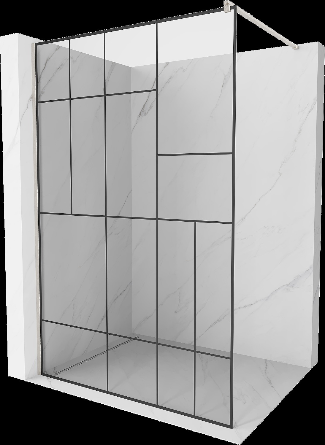 Mexen Kioto paravan de duș Walk-in 130 x 200 cm, model negru 8 mm, nickel periat - 800-130-101-97-78