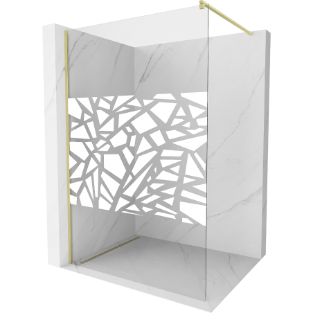 Mexen Kioto Walk-in zuhanyfal 90 x 200 cm, fehér minta 8 mm, arany kefélt - 800-090-101-55-85