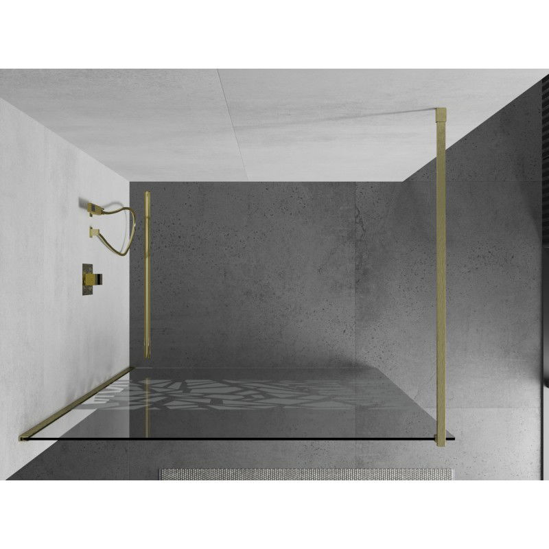 Mexen Kioto perete de duș Walk-in 110 x 200 cm, model alb 8 mm, finisaj auriu periat - 800-110-101-55-85