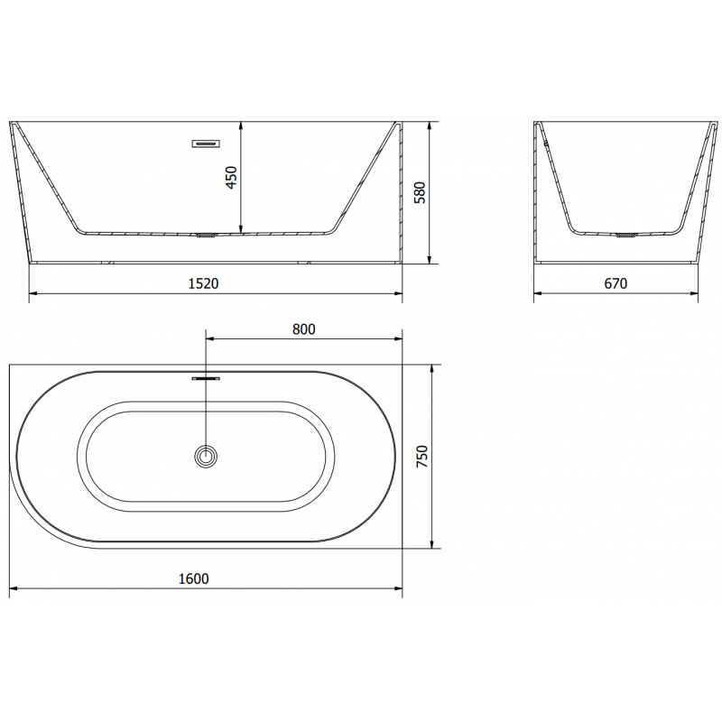 Mexen Mia szabadon álló sarok kád jobb oldali 160 x 75 cm, fehér/fekete, gun metal túlfolyó - 52691607575P-95