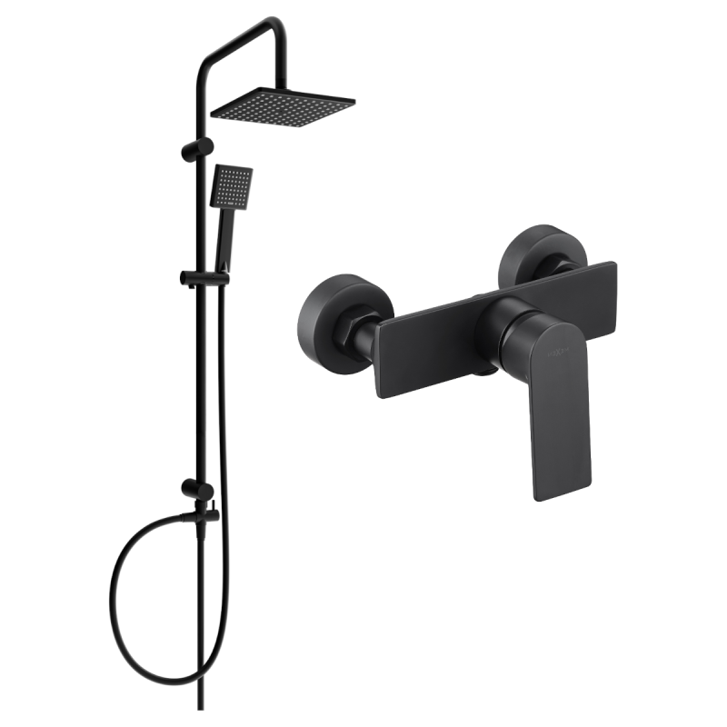 Mexen Alexa Set de duș cu montaj pe perete Tord cu cascada și baterie de duș, negru - 71240200-70