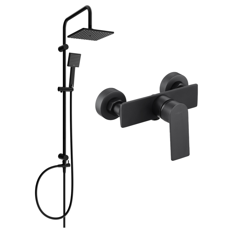 Mexen Tord set de duș montat pe perete cu pară de duș și baterie de duș Alexa, negru - 71240200-70
