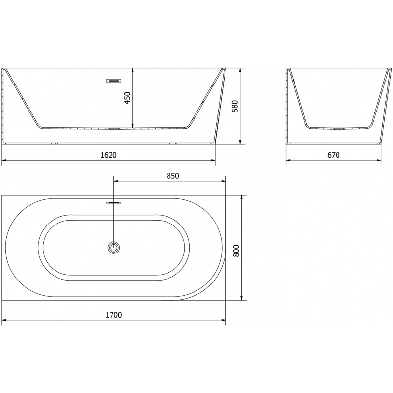 Mexen Mia szabadon álló sarokkád bal oldali 170 x 80 cm, fehér, arany túlfolyó - 52691708000L-50