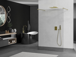 Mexen Kioto paravan de duș freestanding 100 x 200 cm, transparent 8 mm, aur periat - 800-100-002-55-00