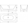 Cadă freestanding Mexen Mia colțar drept 170 x 80 cm, alb, evacuare crom - 52691708000P-01