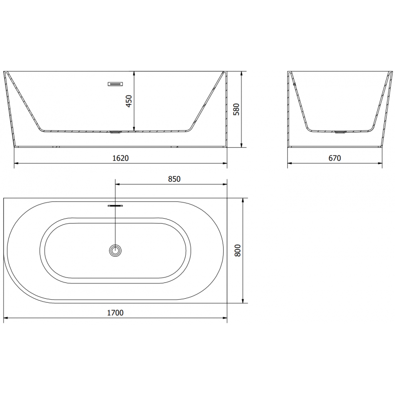 Mexen Mia szabadon álló sarokkád jobb oldali 170 x 80 cm, fehér, gun metal túlfolyó - 52691708000P-95