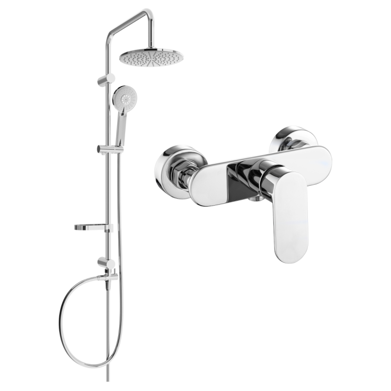 Mexen Milo Carl set duș de suprafață cu cap de duș și baterie de duș, crom - 71340240-00