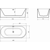 Mexen Mia cadă freestanding colțar stânga 180 x 80 cm, alb, suprafață aurie - 52691808000L-50