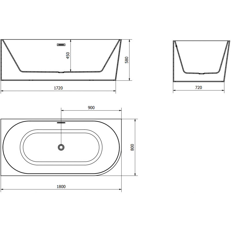 Mexen Mia cadă de colț stângă independentă 180 x 80 cm, albă, preaplin negru - 52691808000L-70