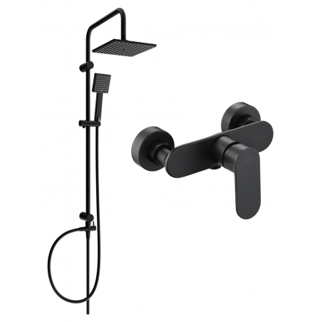 Mexen Tord set de duș montat pe perete cu duş fix și baterie de duș Milo, negru - 71340200-70