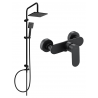 Mexen Tord set de duș montat pe perete cu duş fix și baterie de duș Milo, negru - 71340200-70