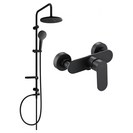 Mexen Erik set de duș suprapus cu duș deasupra și baterie de duș Milo, negru - 71340205-70
