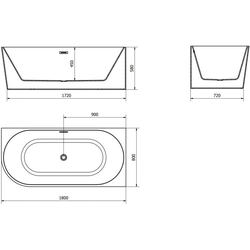 Mexen Mia szabadon álló sarokkád jobb 180 x 80 cm, fehér, króm túlfolyó - 52691808000P-01