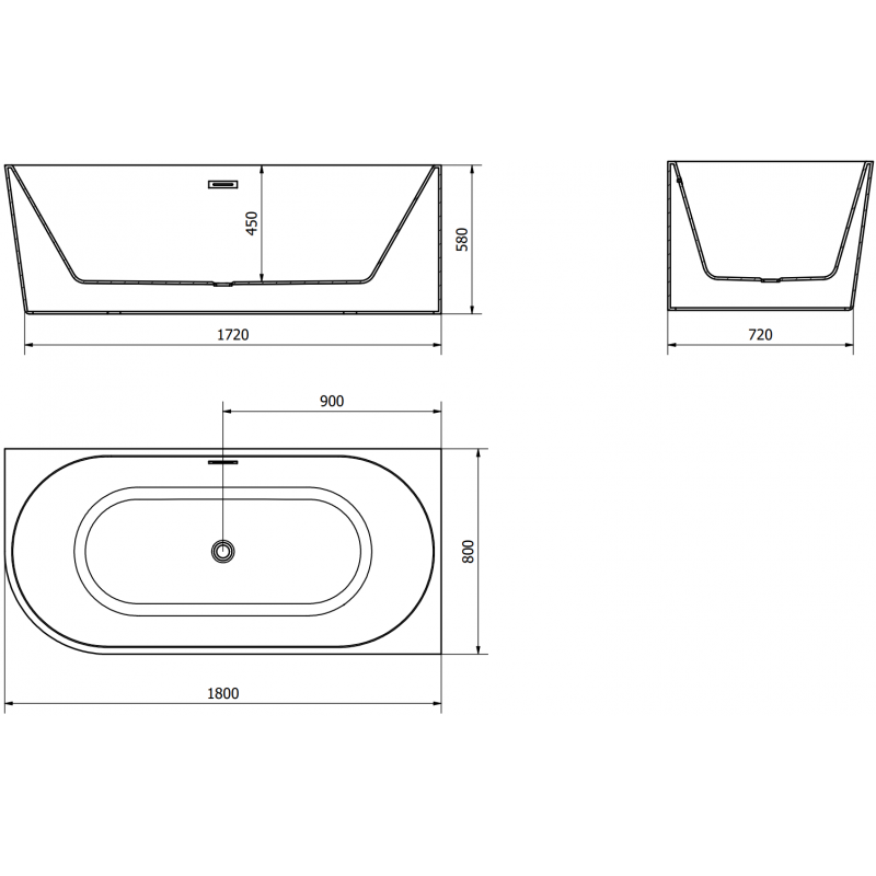Mexen Mia cadă de baie independentă de colț dreapta 180 x 80 cm, albă, preaplin metal pistol - 52691808000P-95
