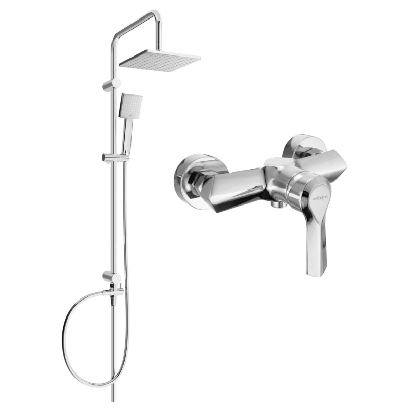 Mexen Sabre Set de duș suprapus Tord cu duș fix și baterie de duș, crom - 72140200-00