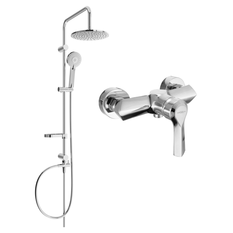 Mexen Carl set de duș montat pe perete cu cap de duș și baterie de duș Sabre, crom - 72140240-00