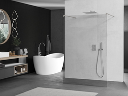 Mexen Kioto szabadon álló zuhanyfal 100 x 200 cm, átlátszó 8 mm, brushed nickel - 800-100-002-97-00