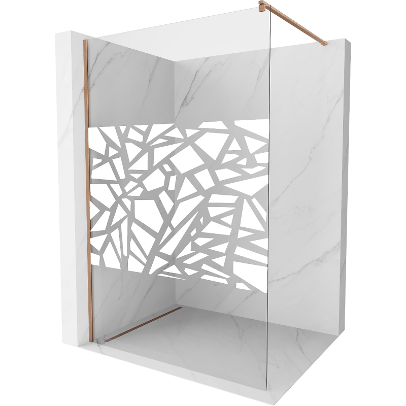 Mexen Kioto panou de duș Walk-in 80 x 200 cm, model alb 8 mm, cupru periat - 800-080-101-65-85