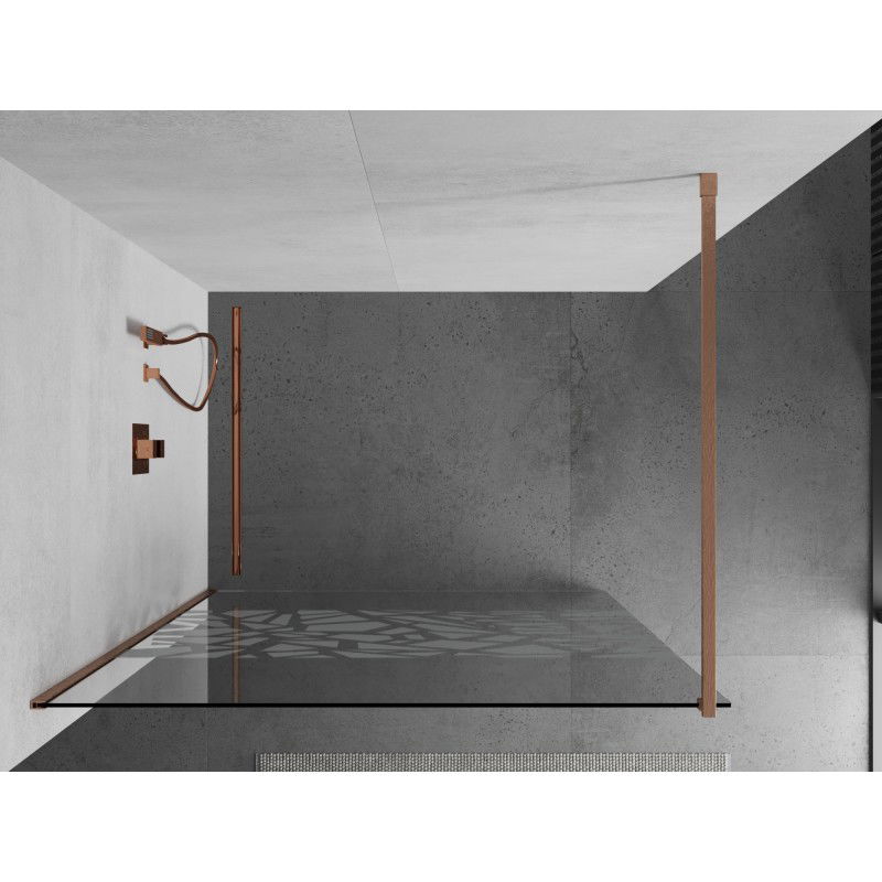 Mexen Kioto perete de duș Walk-in 140 x 200 cm, model alb 8 mm, aramă periată - 800-140-101-65-85