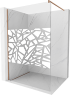 Mexen Kioto Walk-in zuhanyfal 140 x 200 cm, fehér minta 8 mm, csiszolt réz - 800-140-101-65-85