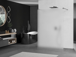 Mexen Kioto szabadon álló zuhanyfal 140 x 200 cm, zúzottjeges 8 mm, szálcsiszolt pisztolyszürke - 800-140-002-66-30