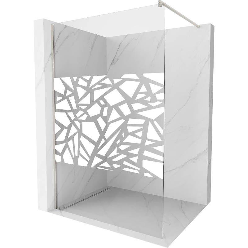 Mexen Kioto Walk-in zuhanyfal 70 x 200 cm, fehér minta 8 mm, fésült nikkel - 800-070-101-97-85