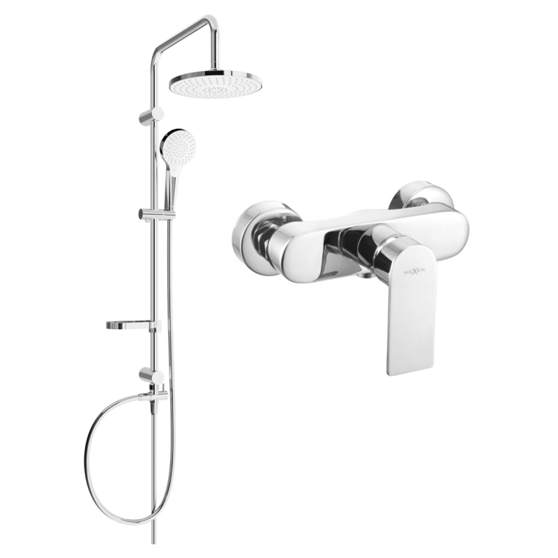 Mexen Royo Erik set de duș suprapus cu pară de duș și baterie, crom - 72240205-00