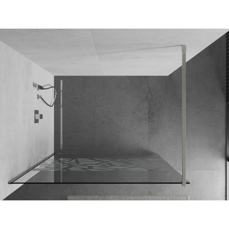 Mexen Kioto zuhanyfal Walk-in 110 x 200 cm, fehér mintás 8 mm, kefés nikkel - 800-110-101-97-85