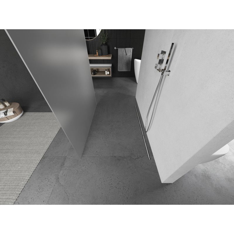 Mexen Kioto szabadon álló zuhanyfal 140 x 200 cm, fagyott üveg 8 mm, kefélt nikkel - 800-140-002-97-30