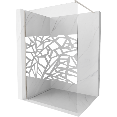 Mexen Kioto Walk-in zuhanyfal 140 x 200 cm, fehér mintás 8 mm, brushed nickel - 800-140-101-97-85