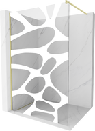 Mexen Kioto perete de duș Walk-in 80 x 200 cm, val alb 8 mm, auriu periat - 800-080-101-55-97