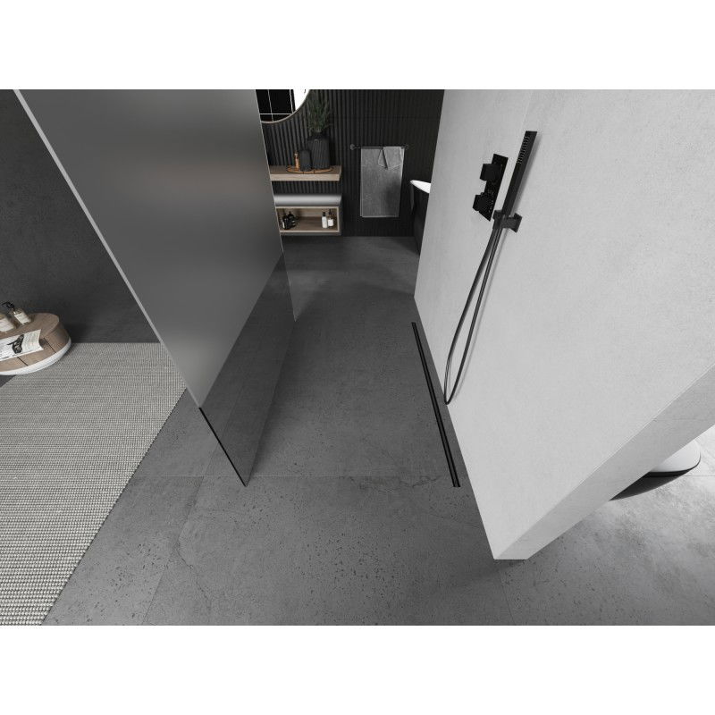 Mexen Kioto panou de duș independent 140 x 200 cm, transparent/mat 8 mm, gri metalizat periat - 800-140-002-66-35