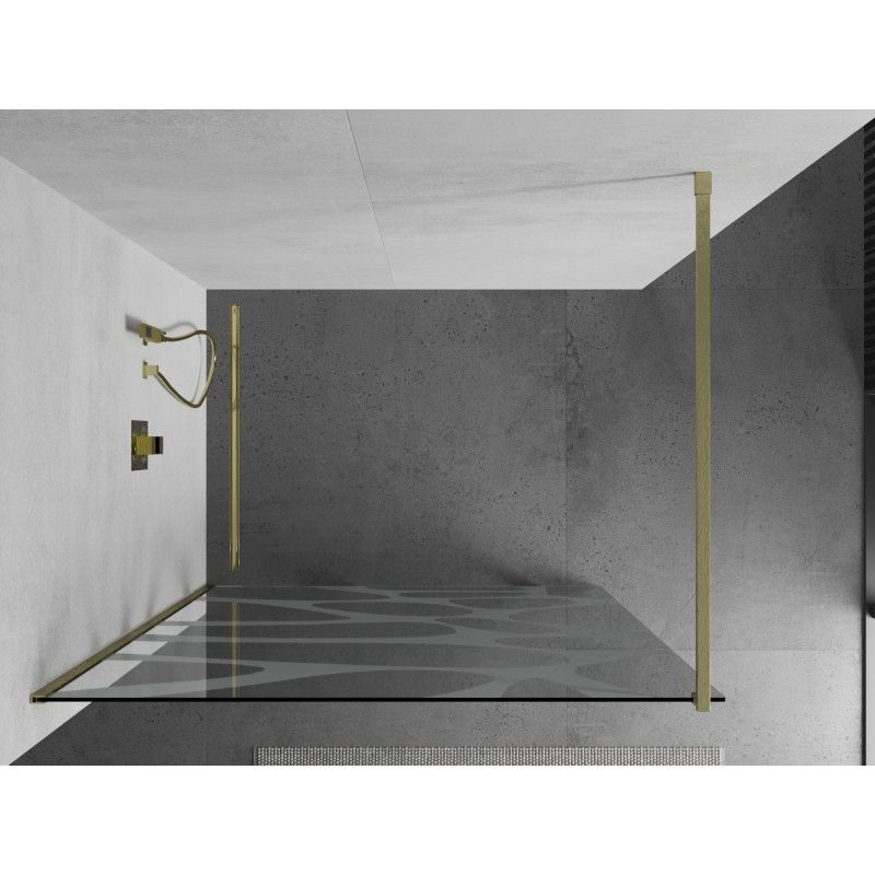 Mexen Kioto panou de duș Walk-in 90 x 200 cm, val alb 8 mm, auriu periat - 800-090-101-55-97