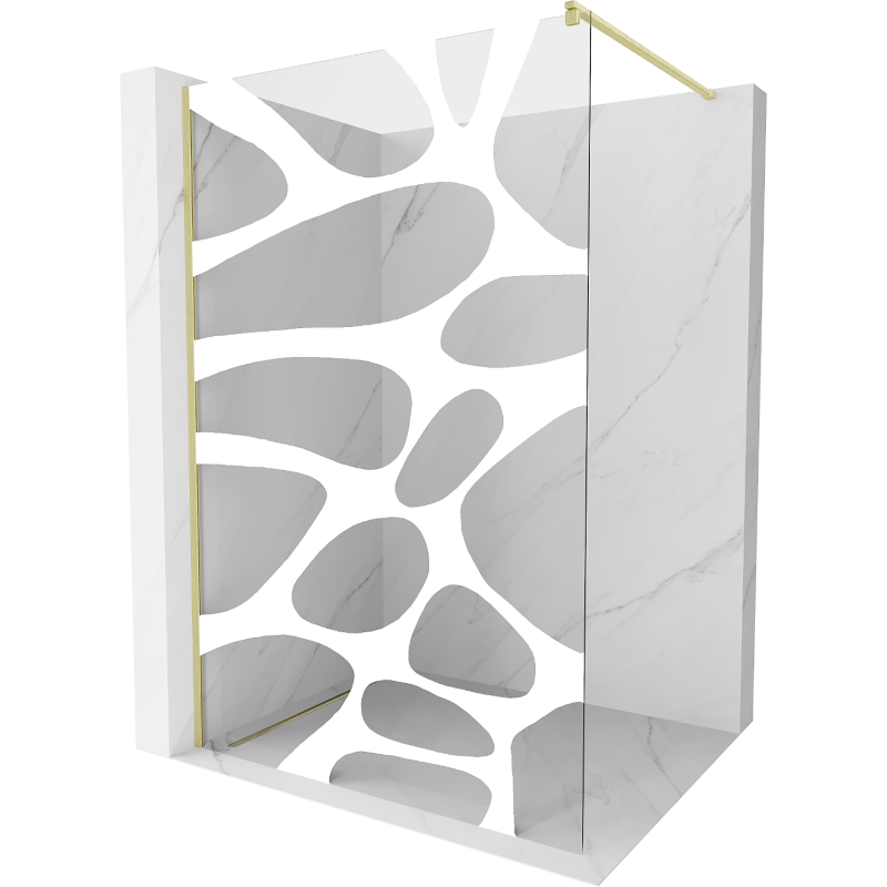 Mexen Kioto zuhanyfal Walk-in 130 x 200 cm, fehér hullám 8 mm, arany kefélt - 800-130-101-55-97