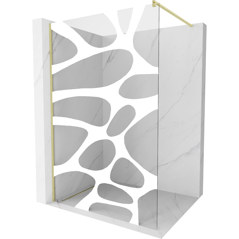 Mexen Kioto pereți de duș Walk-in 140 x 200 cm, model alb, 8 mm, finisaj auriu periat - 800-140-101-55-97