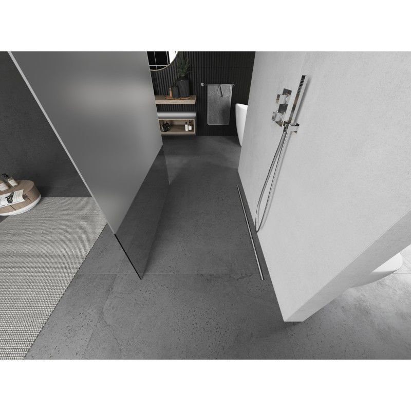 Mexen Kioto perete de duș de sine stătător 130 x 200 cm, transparent/mat 8 mm, nichel periat - 800-130-002-97-35